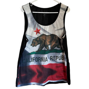 Mens Fort Knox California Flag Tank Top Size XL Streetwear Beachy Costal Summer